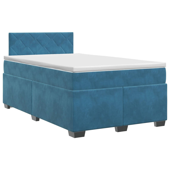 Pat boxspring cu saltea albastru 120 x 190 cm Catifea WALTI