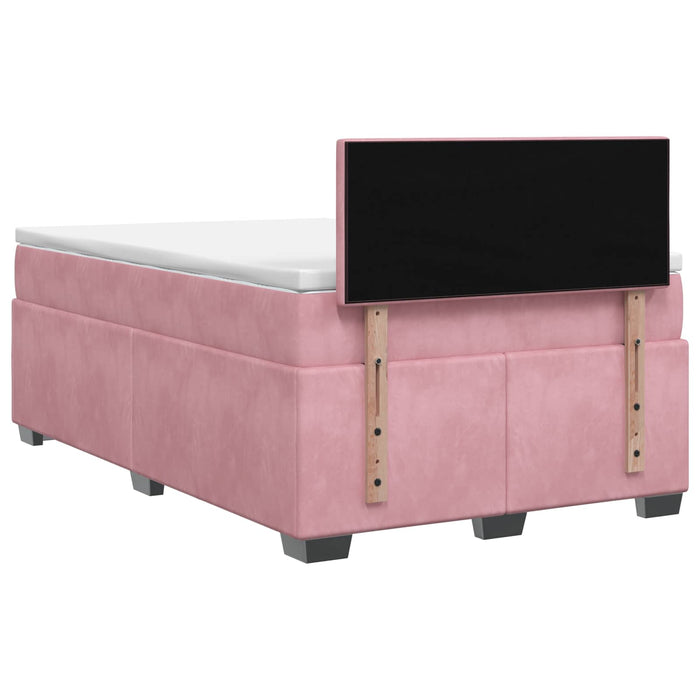 Pat boxspring cu saltea cu headboard Roz 120 x 190 cm Catifea WALTI
