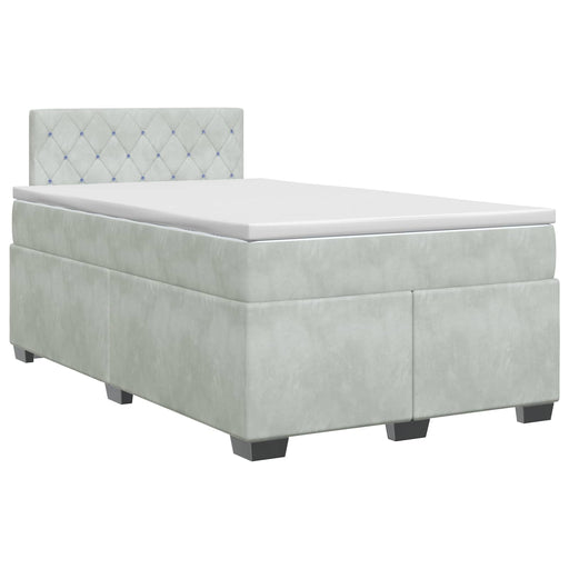 Pat boxspring cu saltea Gri deschis 120 x 200 cm Catifea - WALTI WALTI