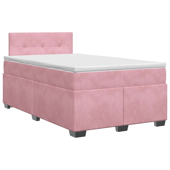 Pat boxspring cu saltea cu headboard Roz 120 x 200 cm Catifea WALTI