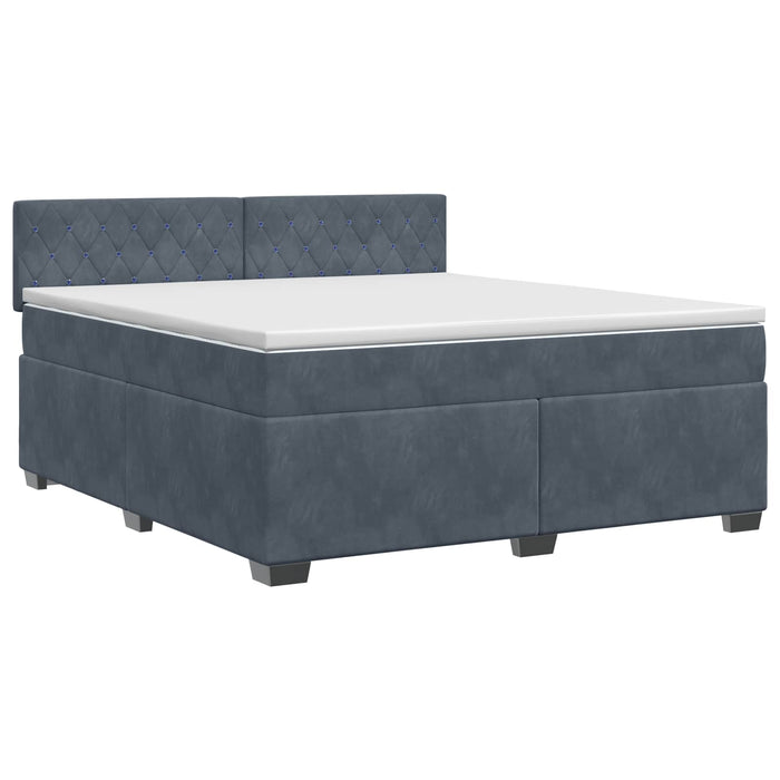 Pat boxspring cu saltea Gri închis 140 x 190 cm Catifea WALTI
