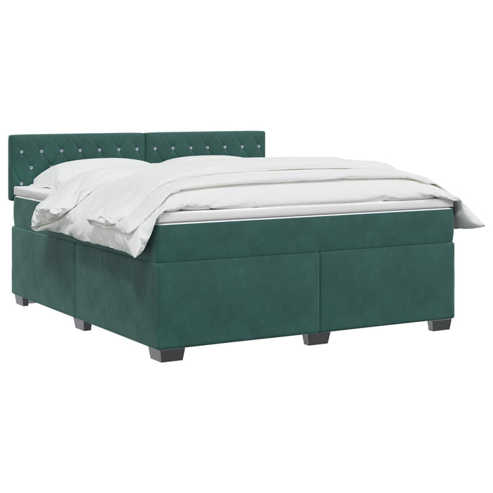 Pat boxspring cu saltea Verde închis 140 x 190 cm Catifea WALTI