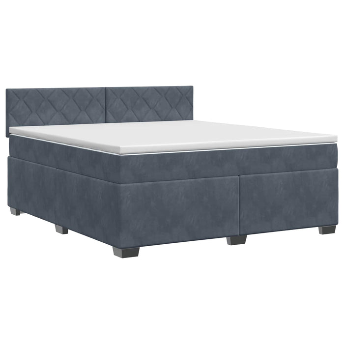 Pat boxspring cu saltea Gri închis 140 x 190 cm Catifea WALTI