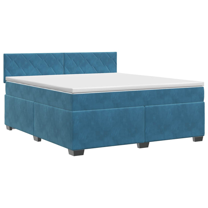 Pat boxspring cu saltea Albastru închis 140 x 190 cm Catifea WALTI