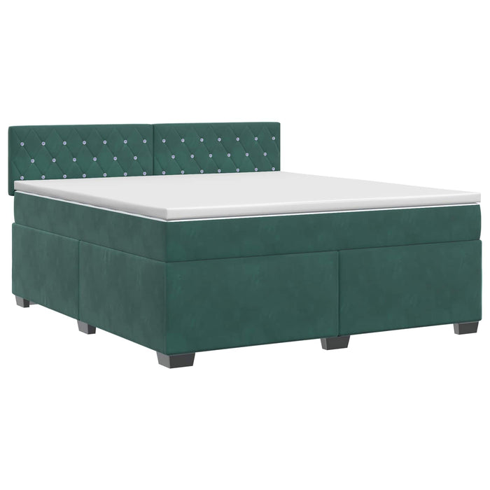 Pat boxspring cu saltea Verde închis 140 x 200 cm Catifea - WALTI WALTI