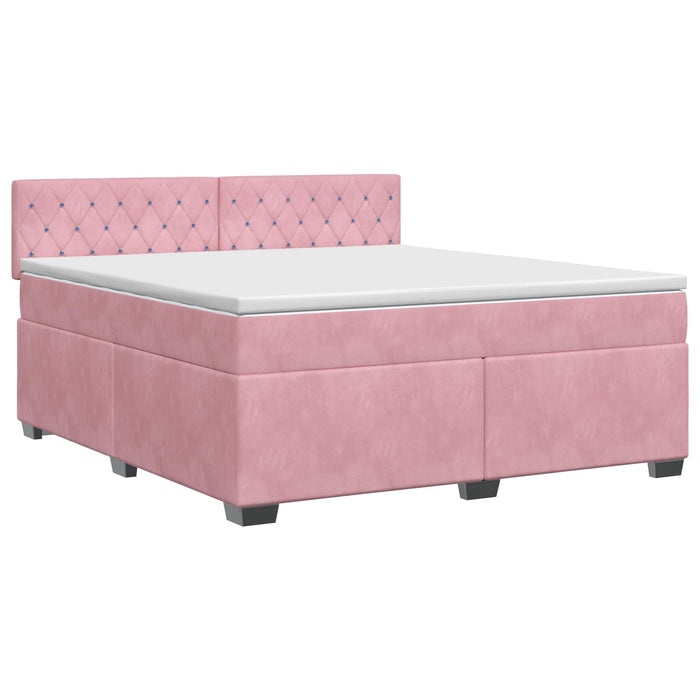 Pat boxspring cu saltea cu headboard Roz 140 x 200 cm Catifea WALTI