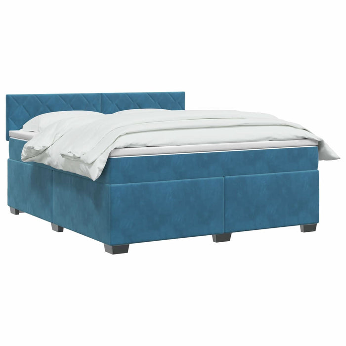 Pat boxspring cu saltea Albastru închis 140 x 200 cm Catifea WALTI