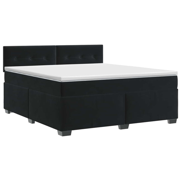 Pat boxspring cu saltea cu headboard Negru 160 x 200 cm Catifea - WALTI WALTI