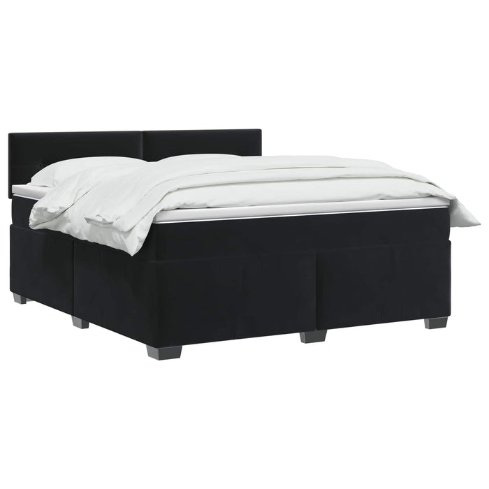 Pat boxspring cu saltea cu headboard Negru 160 x 200 cm Catifea - WALTI WALTI