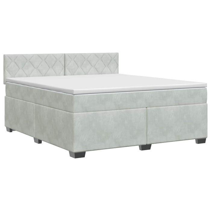 Pat boxspring cu saltea Gri deschis 160 x 200 cm Catifea - WALTI WALTI