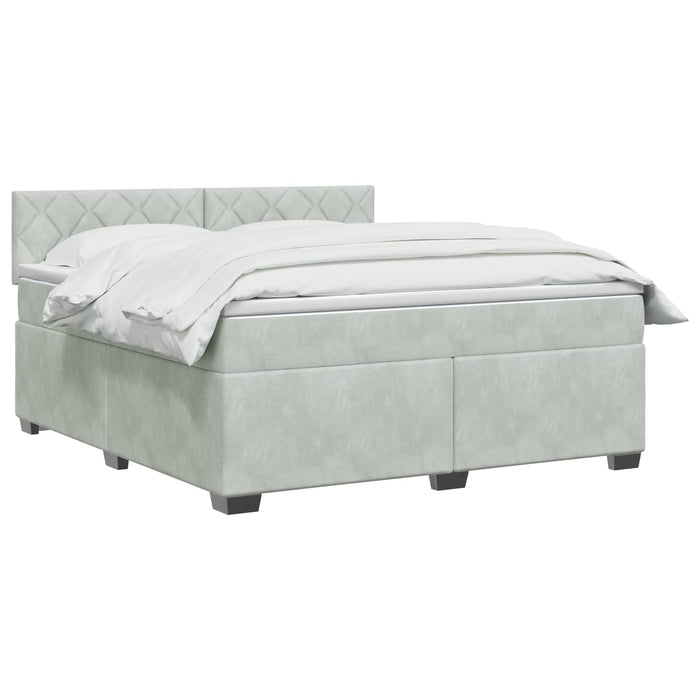 Pat boxspring cu saltea Gri deschis 160 x 200 cm Catifea - WALTI WALTI