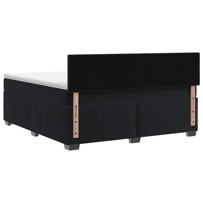 Pat boxspring cu saltea cu headboard Negru 160 x 200 cm Catifea WALTI