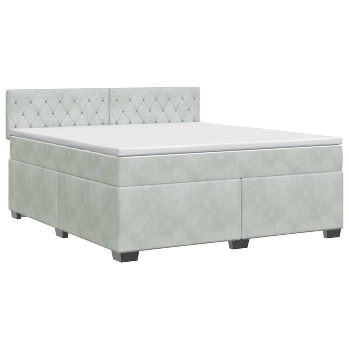 Pat boxspring cu saltea Gri deschis 180 x 200 cm Catifea - WALTI WALTI