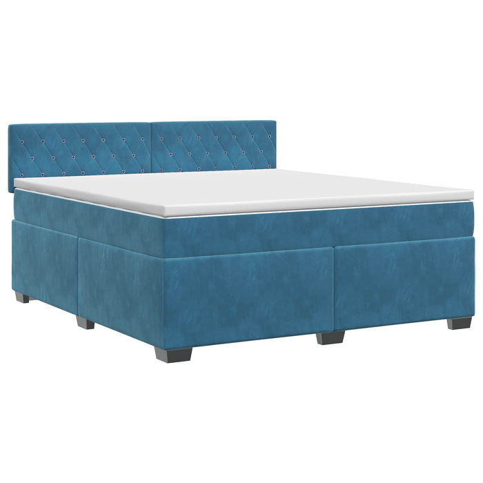 Pat boxspring cu saltea Albastru închis 180 x 200 cm Catifea WALTI