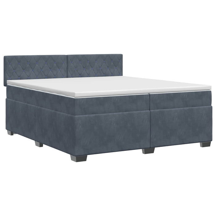 Pat boxspring cu saltea Gri închis 200 x 200 cm Catifea - WALTI WALTI