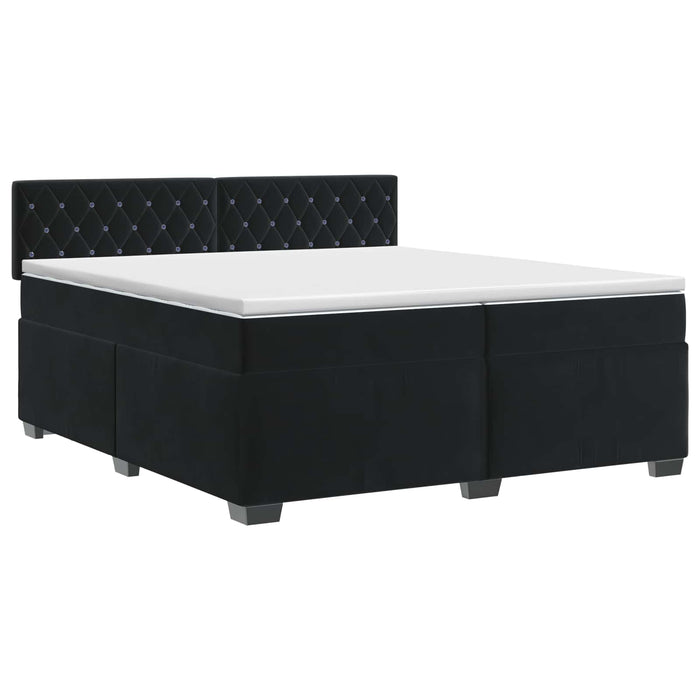 Pat boxspring cu saltea cu headboard Negru 200 x 200 cm Catifea - WALTI WALTI