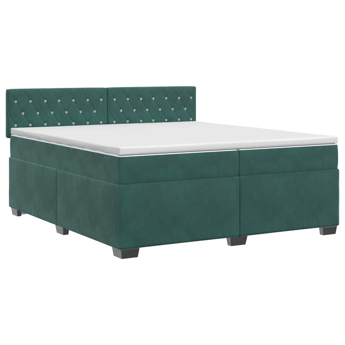 Pat boxspring cu saltea Verde închis 200 x 200 cm Catifea WALTI