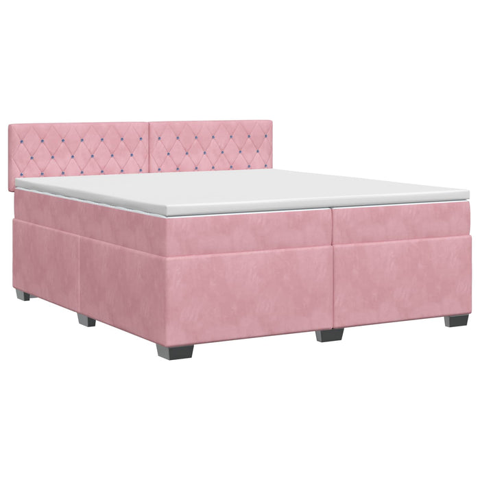 Pat boxspring cu saltea cu headboard Roz 200 x 200 cm Catifea WALTI