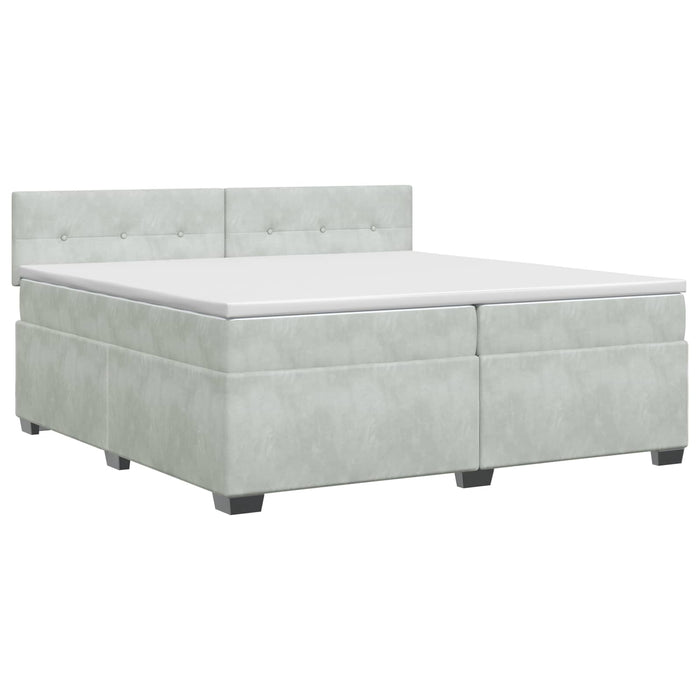 Pat boxspring cu saltea Gri deschis 200 x 200 cm Catifea WALTI