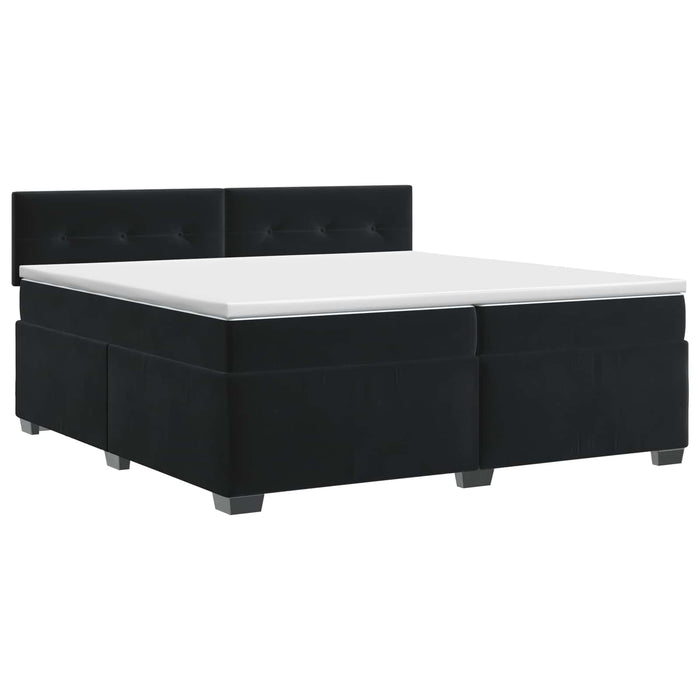 Pat boxspring cu saltea cu headboard Negru 200 x 200 cm Catifea - WALTI WALTI