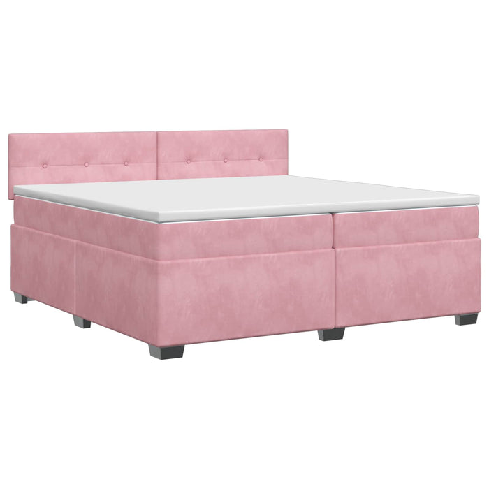 Pat boxspring cu saltea cu headboard Roz 200 x 200 cm Catifea - WALTI WALTI