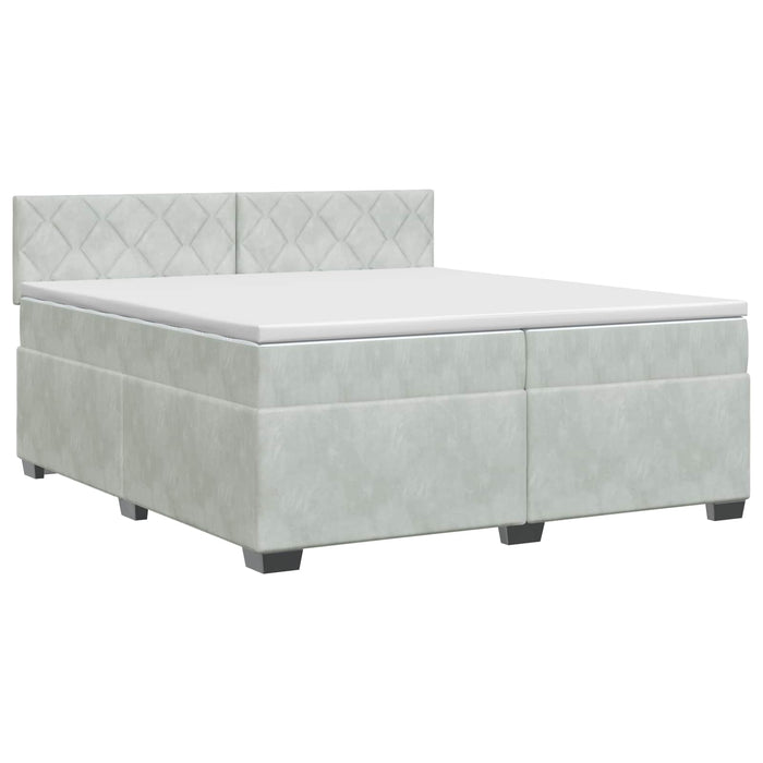 Pat boxspring cu saltea Gri deschis 200 x 200 cm Catifea - WALTI WALTI