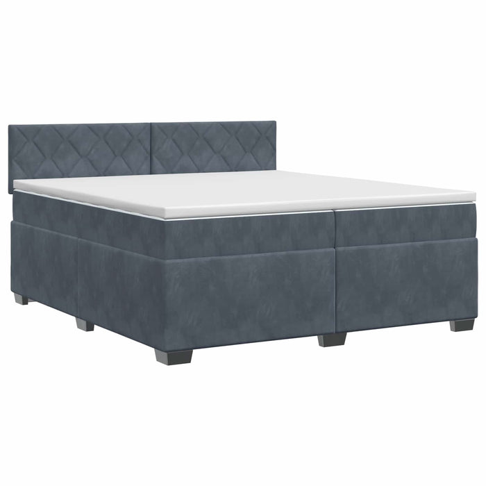 Pat boxspring cu saltea Gri închis 200 x 200 cm Catifea WALTI