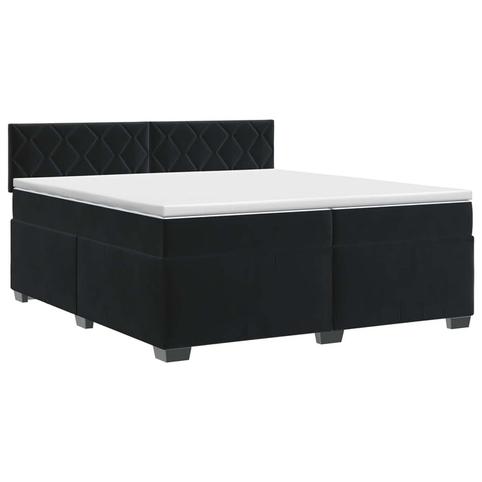 Pat boxspring cu saltea cu headboard Negru 200 x 200 cm Catifea WALTI