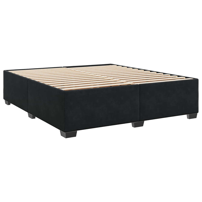 Pat boxspring cu saltea cu headboard Negru 200 x 200 cm Catifea WALTI