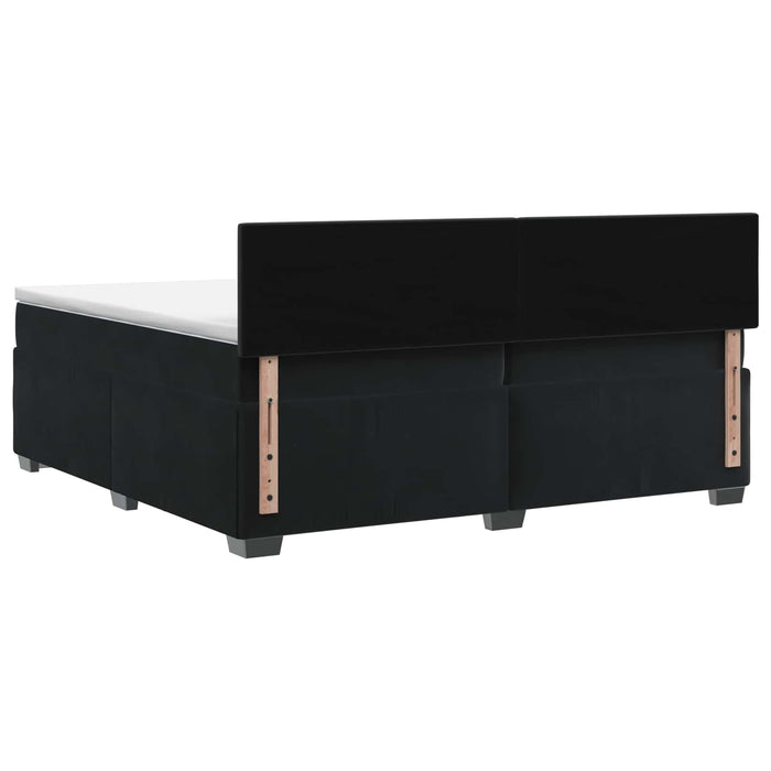 Pat boxspring cu saltea cu headboard Negru 200 x 200 cm Catifea WALTI