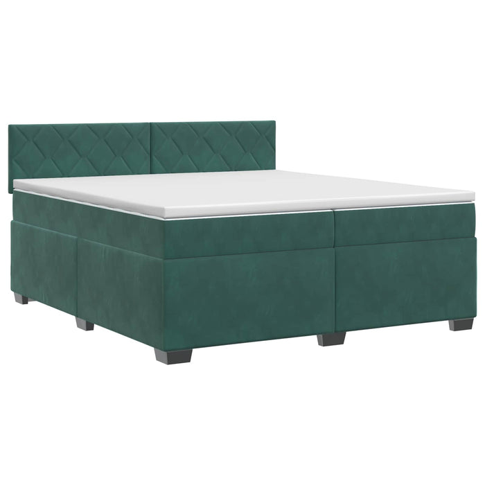 Pat boxspring cu saltea Verde închis 200 x 200 cm Catifea WALTI