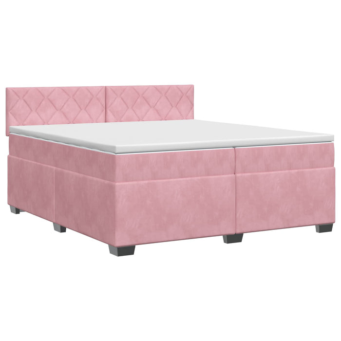Pat boxspring cu saltea cu headboard Roz 200 x 200 cm Catifea - WALTI WALTI
