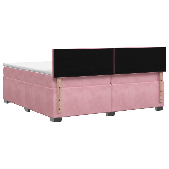 Pat boxspring cu saltea cu headboard Roz 200 x 200 cm Catifea - WALTI WALTI