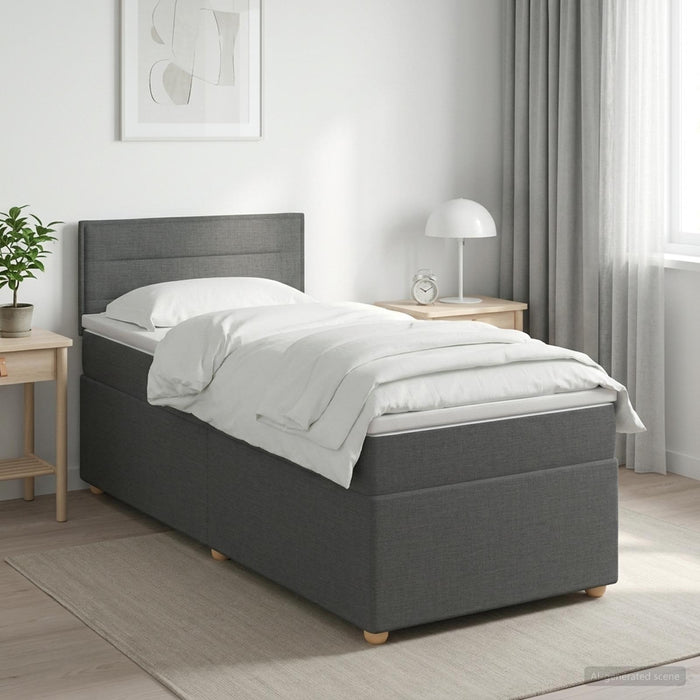 Pat boxspring cu saltea Gri închis 90 x 190 cm Țesătură - WALTI WALTI