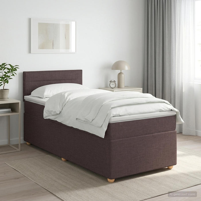 Pat boxspring cu saltea Maro închis 100 x 200 cm Țesătură - WALTI WALTI