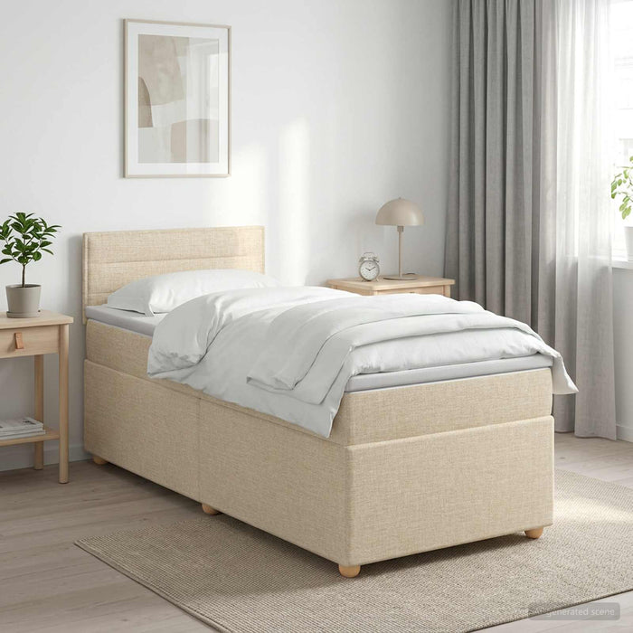 Pat boxspring cu saltea cu headboard Crem 90 x 200 cm Țesătură WALTI