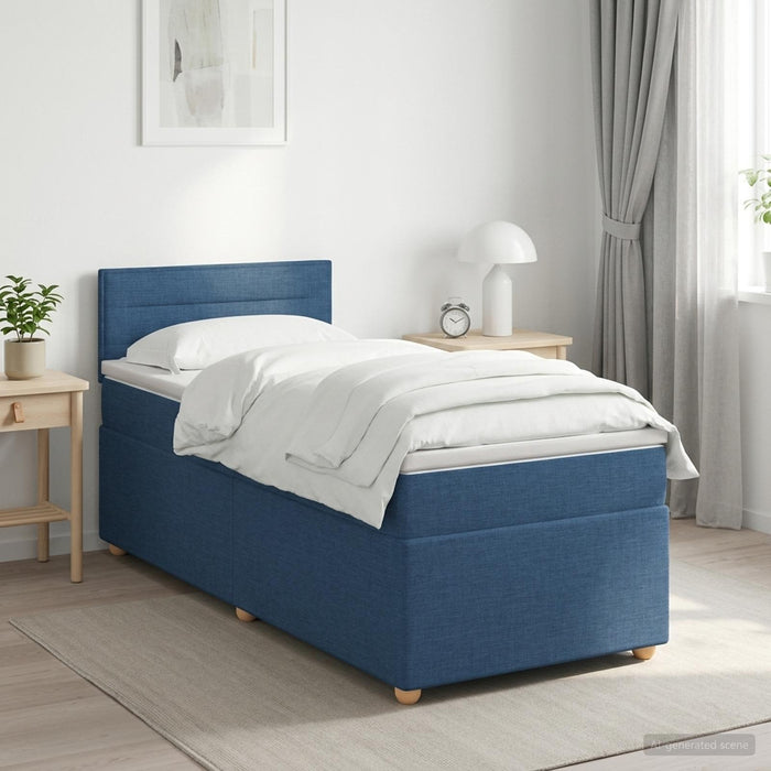 Pat boxspring cu saltea albastru 90 x 190 cm Țesătură - WALTI WALTI