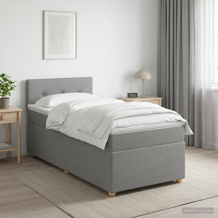 Pat boxspring cu saltea Gri deschis 100 x 200 cm Țesătură WALTI