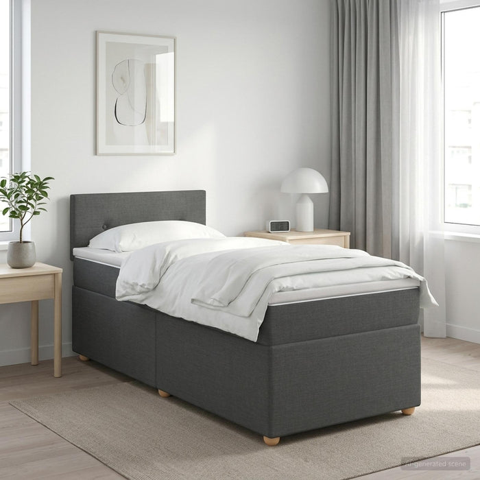 Pat boxspring cu saltea Gri închis 90 x 190 cm Țesătură WALTI