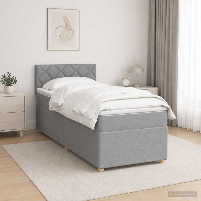 Pat boxspring cu saltea Gri deschis 100 x 200 cm Țesătură WALTI