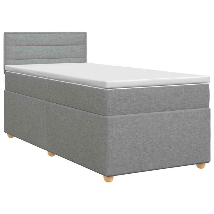 Pat boxspring cu saltea Gri deschis 90 x 190 cm Țesătură WALTI