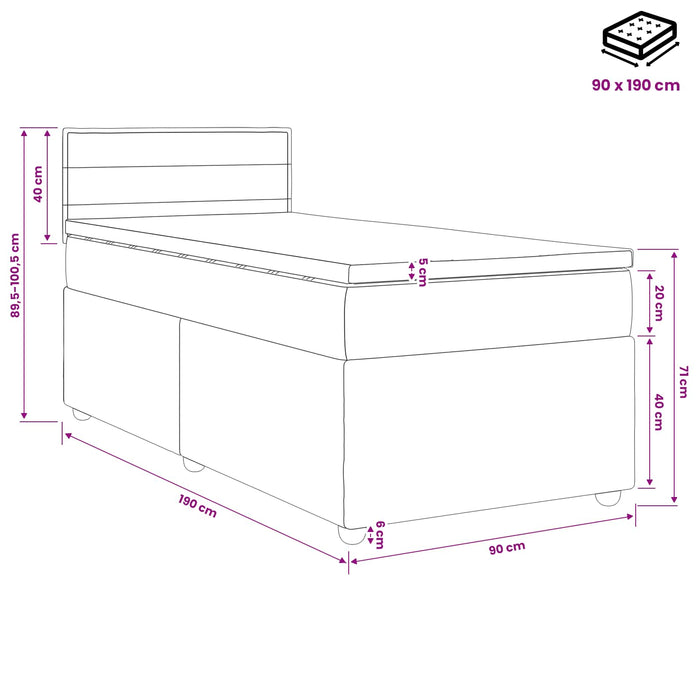 Pat boxspring cu saltea albastru 90 x 190 cm Țesătură - WALTI WALTI