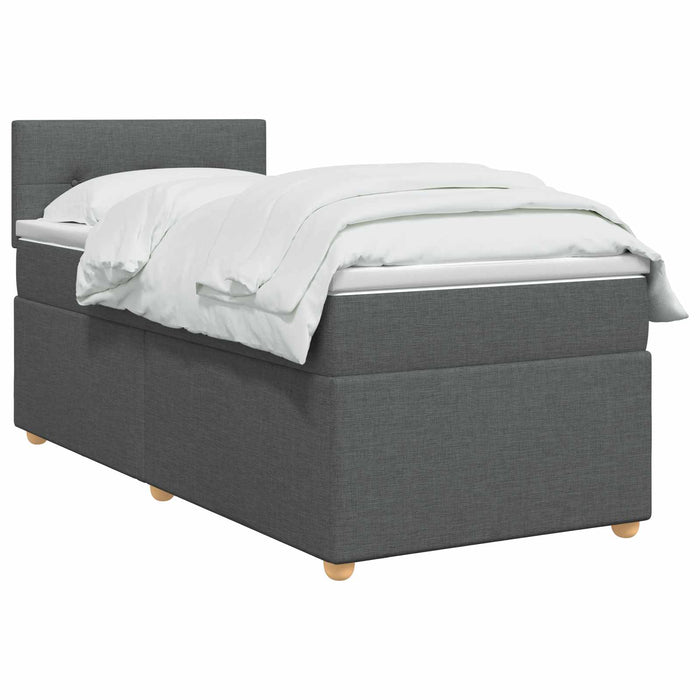 Pat boxspring cu saltea Gri închis 90 x 190 cm Țesătură WALTI