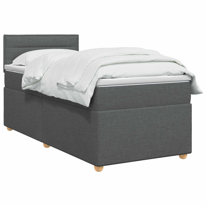 Pat boxspring cu saltea Gri închis 90 x 200 cm Țesătură WALTI