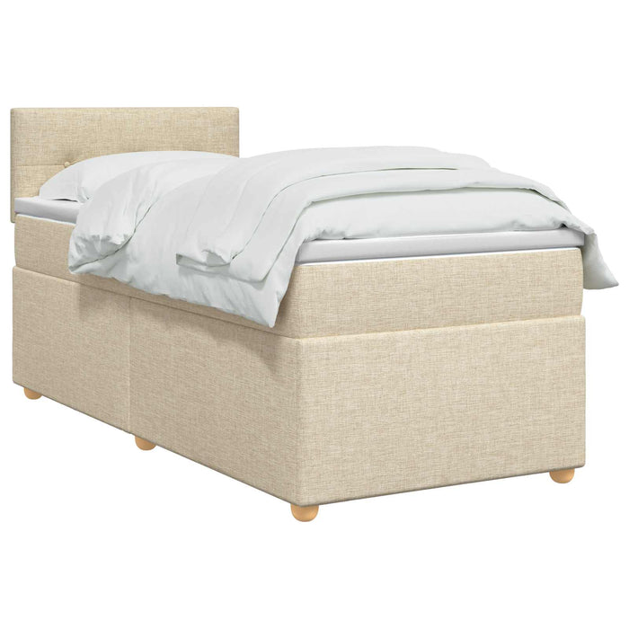 Pat boxspring cu saltea cu headboard Crem 90 x 200 cm Țesătură - WALTI WALTI