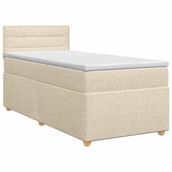 Pat boxspring cu saltea cu headboard Crem 100 x 200 cm Țesătură WALTI