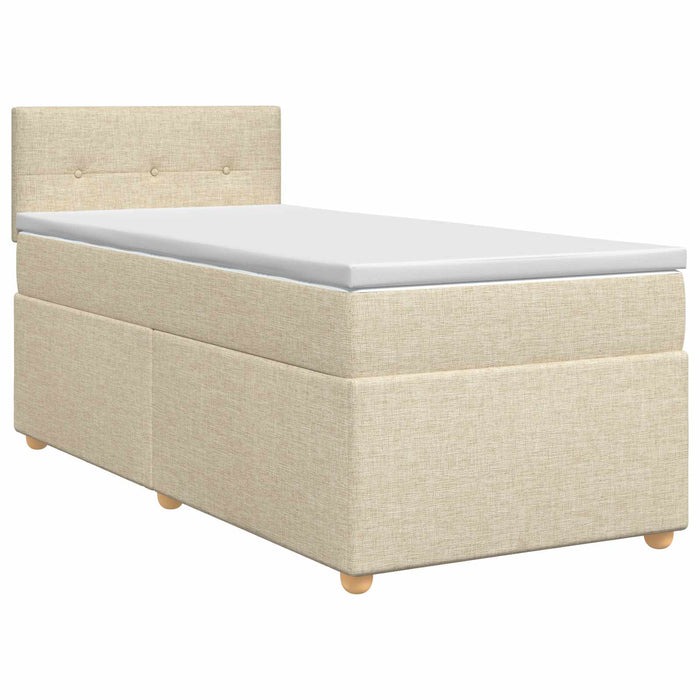 Pat boxspring cu saltea cu headboard Crem 100 x 200 cm Țesătură WALTI