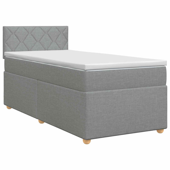 Pat boxspring cu saltea Gri deschis 100 x 200 cm Țesătură WALTI