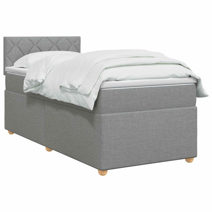 Pat boxspring cu saltea Gri deschis 100 x 200 cm Țesătură WALTI