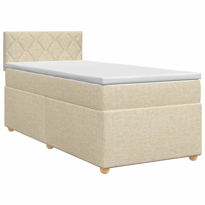 Pat boxspring cu saltea cu headboard Crem 100 x 200 cm Țesătură WALTI